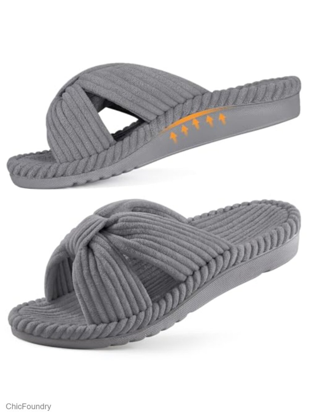 Orthopedic Arch Support Slippers Plantar Fasciitis Corduroy Faux Fur Open Toe